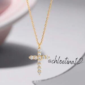 New CZ Cross Gold Plated Necklace Choose Color